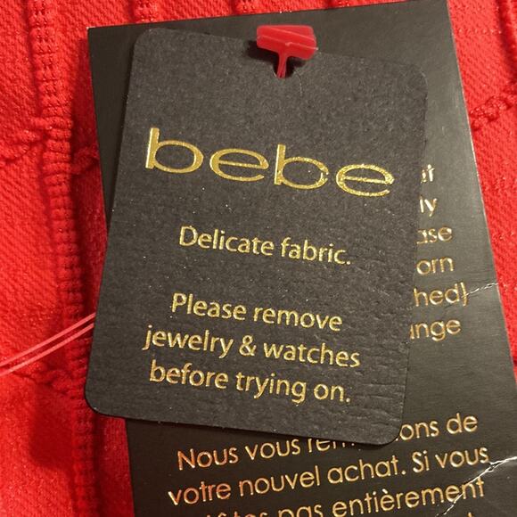 NWT Bebe Sweetheart Neck Textured Dress in Smoulder Red Sz XS/S - Picture 3 of 10